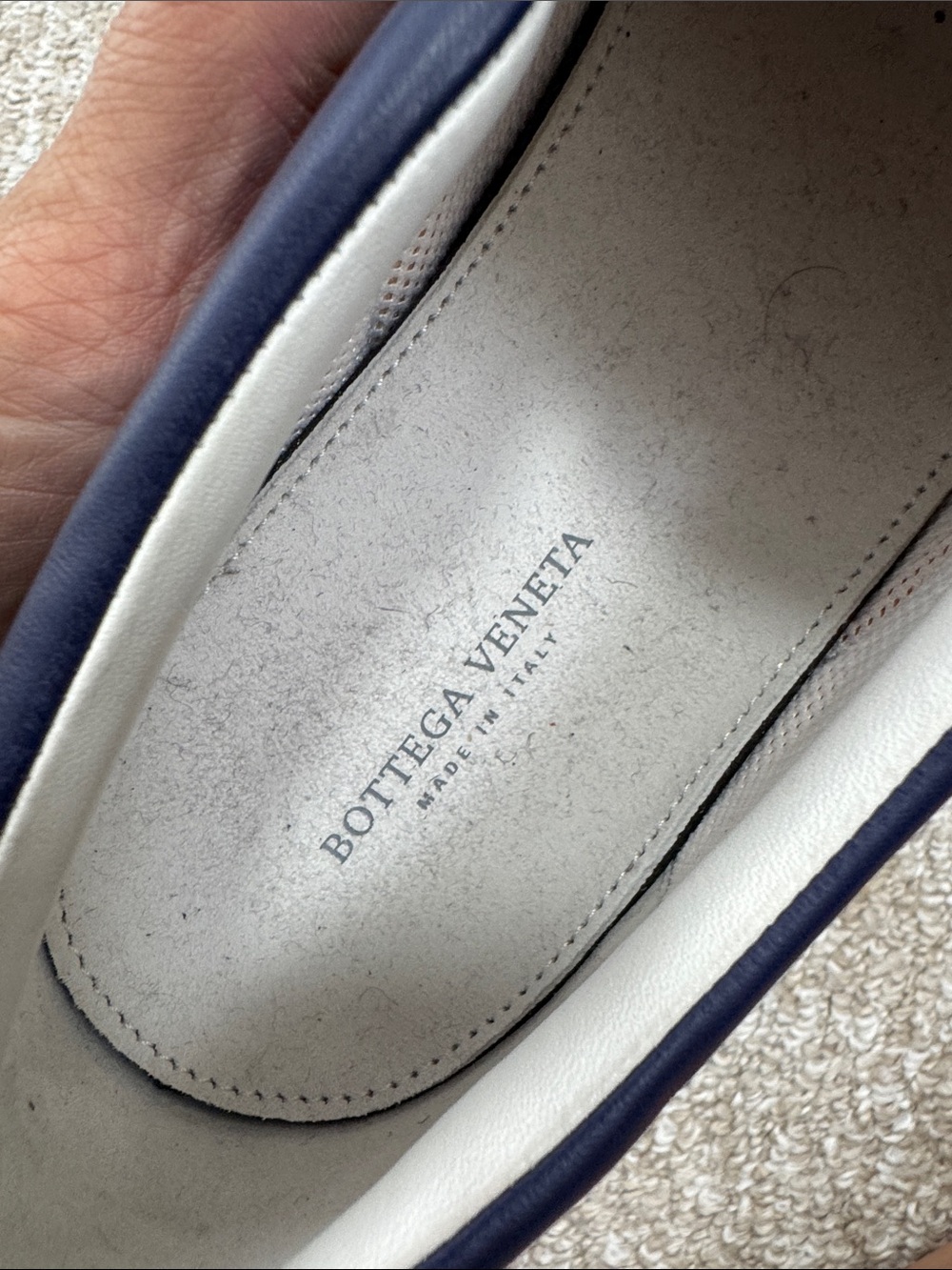 Bottega Veneta Navy Intrecciato Slip-On Sneakers with Cream Sole - Picture 4 of 5